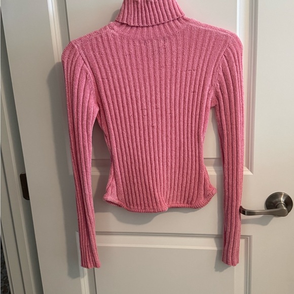 Pink Ribbed Turtleneck Sweater - Picture 6 of 6